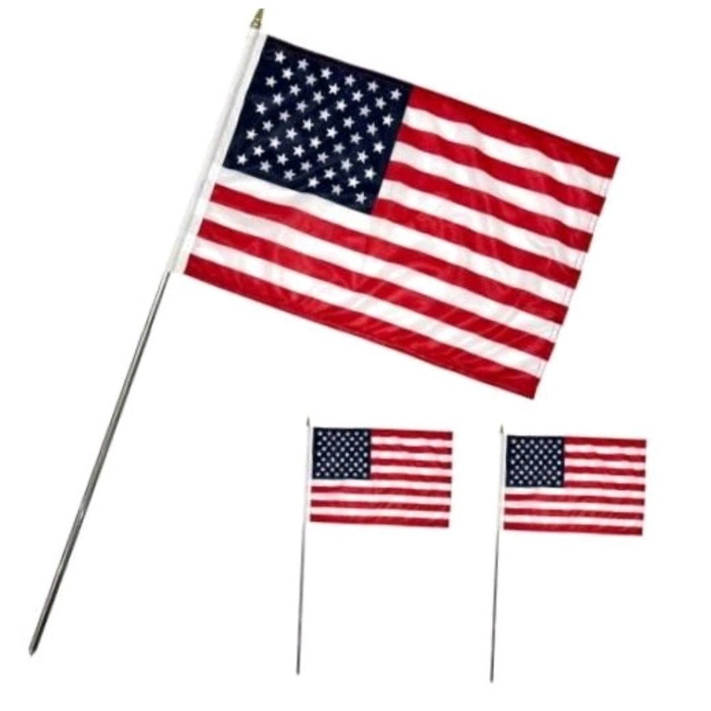 Small American Flag on Stick 3 Pcs 12x18 inch for 250th Anniversary 3‎ pack - Picture 5 of 7